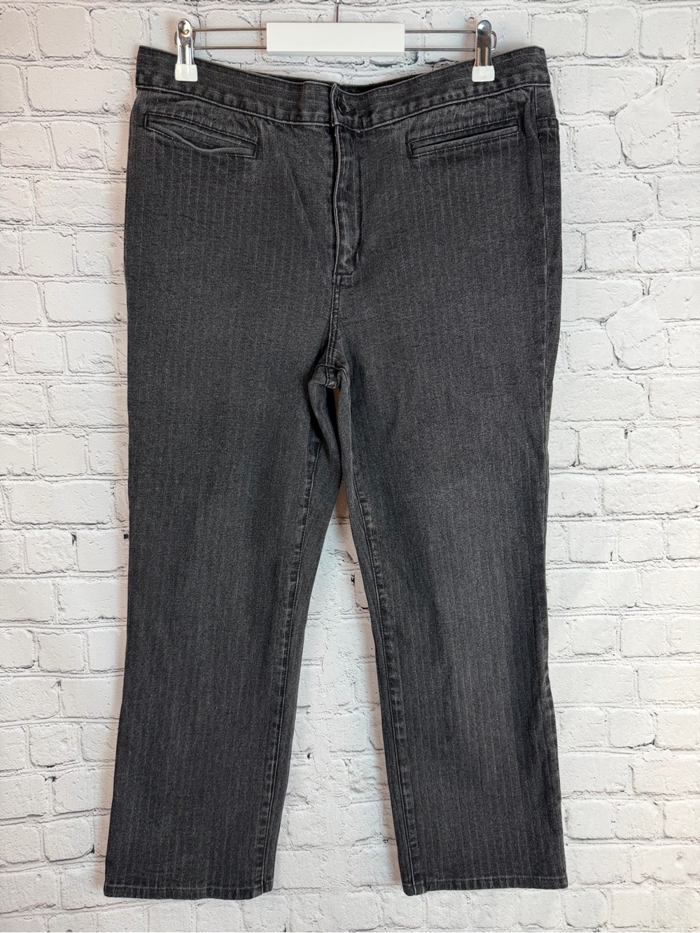 Lauren Ralph Lauren Women's Charcoal Pinstripe Straight-Leg Jeans
